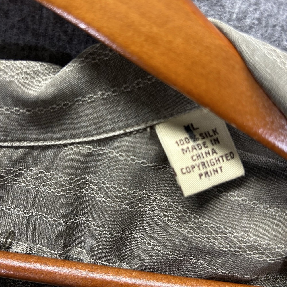 Tommy Bahama XL Silk Button Down Shirt Green Floral‎ Tropical Menswear - Picture 4 of 6